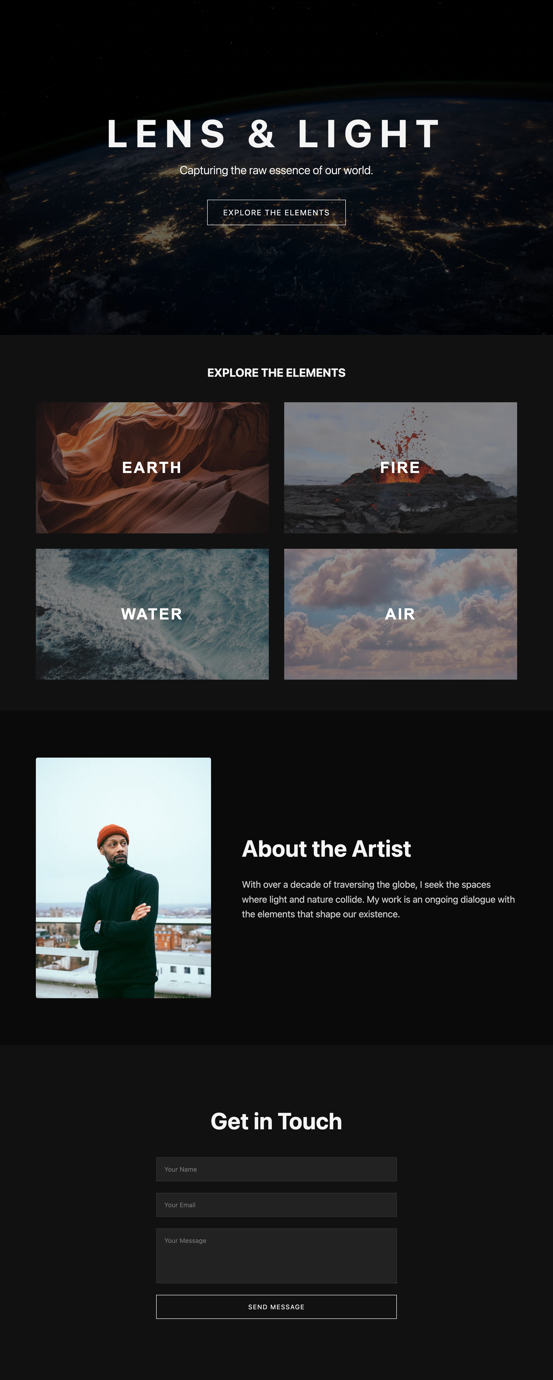 Screenshot of Lens & Light (Photography Gallery)